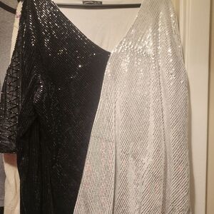 Elegant Black and Silver Sequin Top